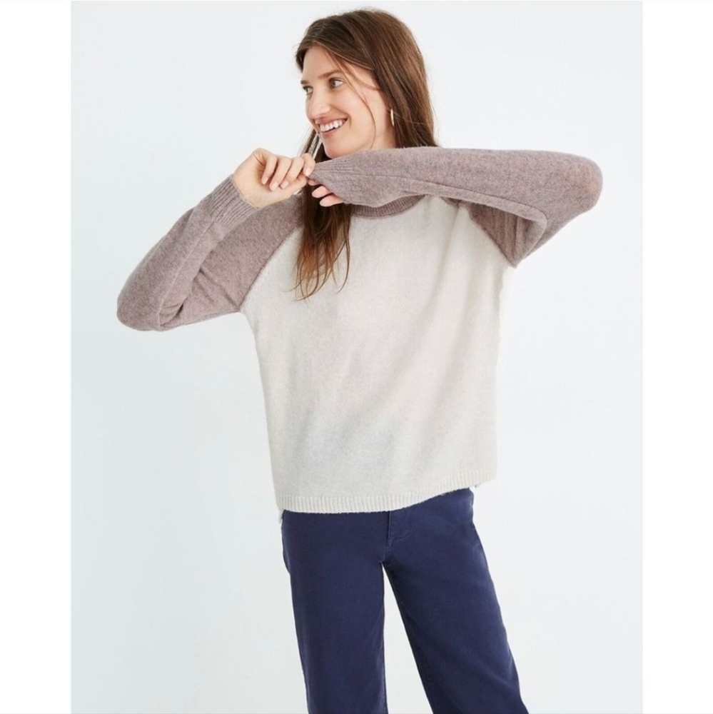 Madewell Wool Alpaca Blend Long Sleeves Color‎ Block Allister Pullover Sweater